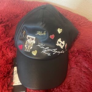 Karl Lagerfeld Black Cap with Colorful Heart Details